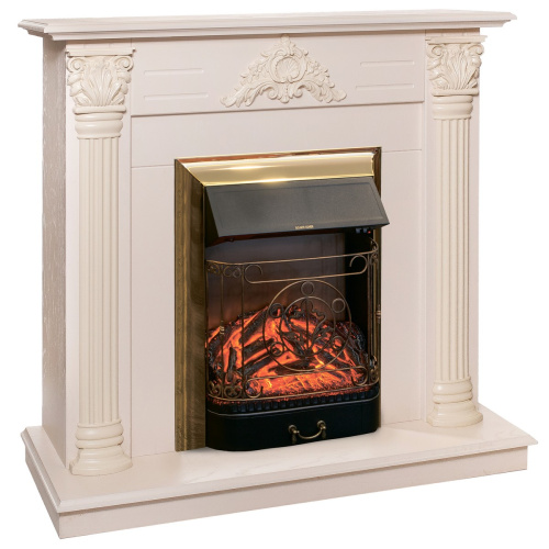 Электрокамин RealFlame Stefania WT айвори с очагом Majestic Lux Brass фото 2