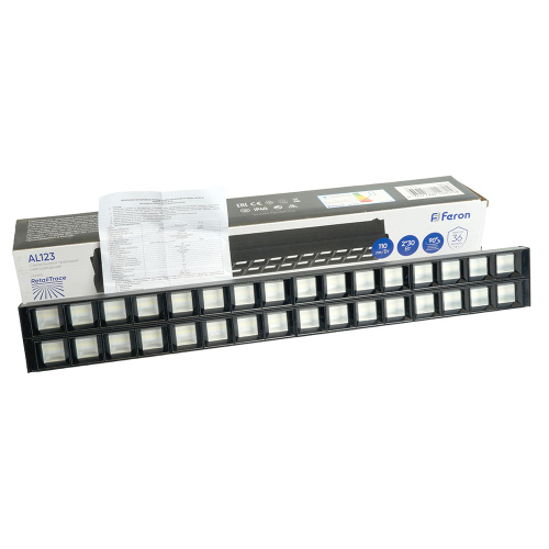 Светодиодный светильник Feron AL123 трековый однофазный на шинопровод 2*30W 6500K 60 градусов черный фото 2