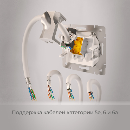 Розетка Ethernet RJ-45 cat. 6A экранированная (белый матовый) W5120001 фото 6