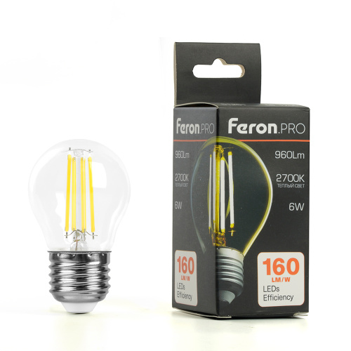 Лампа светодиодная Feron.PRO LB-1706 Шарик E27 960LM 6W 175-265V 2700K фото 2