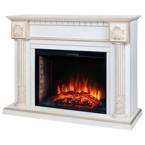Каминокомплект IMPERIA/ПРЕСТИЖ Белый дуб с золотой патиной с очагом Электроочаг EPSILON/ЭПСИЛОН 33 фото 2