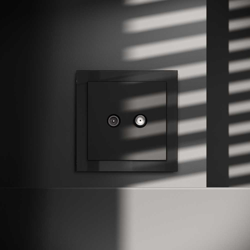 Розетка телевизионнная встраиваемая Voltum S70 оконечная TV+SAT, (черный матовый) VLS060408 фото 3