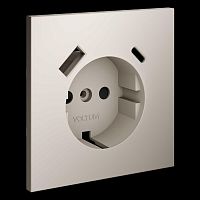 Накладка для розетки с заземлением и защитными шторками с USB A+C S70 (кашемир) Voltum VLS001003