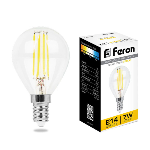 Лампа светодиодная Feron LB-52 Шарик E14 7W 230V 2700K фото 2