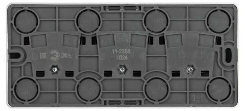 Розетка ЭРА Эксперт 11-2208-03 тройная с заземлением 3х2P+E Schuko IP20 16A-250В ОУ алюминий Б0063010 фото 3