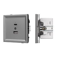 Механизм USB розетки SCT-TENDO-MUAC-PL-GR (5V, 3A, QC3) Arlight 054096
