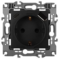 Розетка ЭРА Серия 12 12-4108-05 2P+E 16A-250В со шторками с USB type-A+C 5В-3А антрацит Б0067707