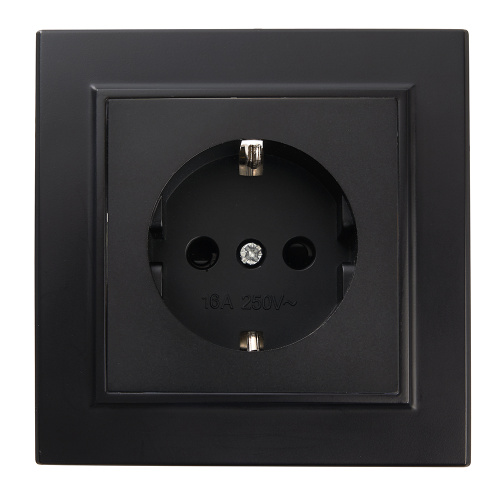 Розетка 1-местная c/з STEKKER, PST16-9010-03, 250В, 16А, с защитной шторкой, серия Эрна, черный Розетка 1-местная c/з STEKKER, PST16-9010-03, 250В, 16А, с защитной шторкой, серия Эрна, черный