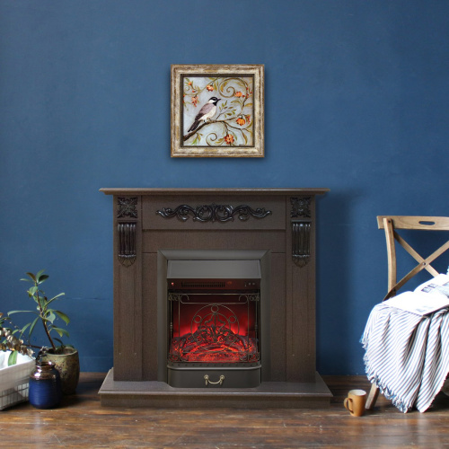 Электрокамин RealFlame Dominica DN орех с очагом Majestic Lux Black фото 8