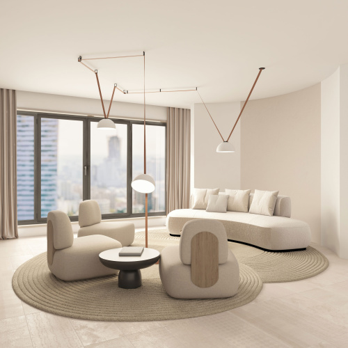 DK5563-WH+BK Cветильник для трека-ремня Belty, серия Flow со светодиодом, D300*H171мм, 48V DC, 28W, RA90, 120°, 3000K, IP20, белый с черным, алюминий фото 5