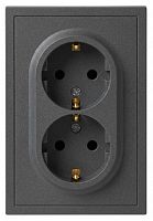 Розетка ЭРА Galaxy 15-2104-06 с заземлением двойная 2X2P+E Schuko 16А-250В IP20 графит Б0070687