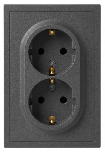 Розетка ЭРА Galaxy 15-2104-06 с заземлением двойная 2X2P+E Schuko 16А-250В IP20 графит Б0070687