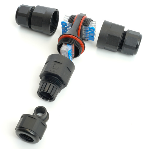 Соединитель-коннектор LD541 3-контактный на 3 выхода, с СМК221 пружинным контактом IP68, черный фото 4