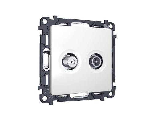 Комплект механизма розетки TV оконечной + SAT 5-862MHz 3.5dB/950-2150MHz 3.5dB Ambrella Volt ALFA Белый матовый QUANT (AP1333, VM217) MA133310