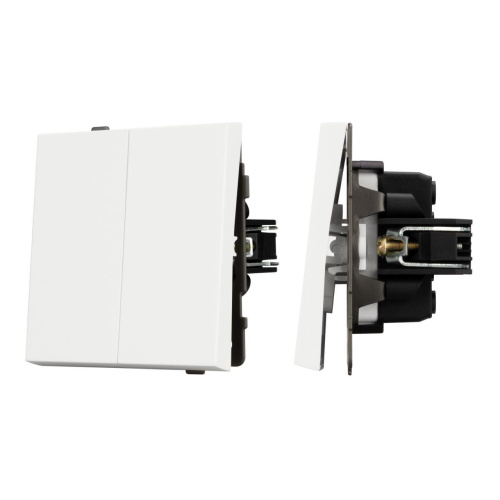 Механизм выключателя двухклавишный проходной SWT-TENDO-MKP2-SFPL-WH (230V, 10A) Arlight 054556