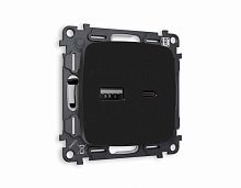 Комплект механизма розетки AMBRELLA VOLT OMEGA Черный матовый 2USB A+C 20W (быстрая зарядка) QUANT (OP8110, VM177) MO811010