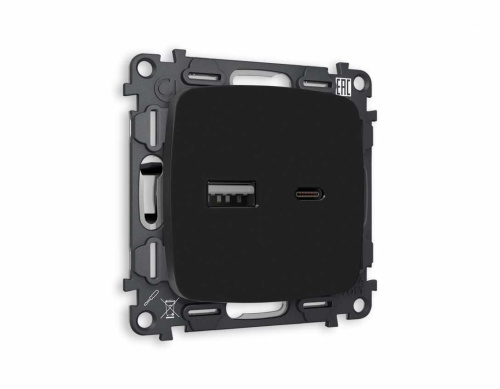 Комплект механизма розетки AMBRELLA VOLT OMEGA Черный матовый 2USB A+C 20W (быстрая зарядка) QUANT (OP8110, VM177) MO811010 Комплект механизма розетки AMBRELLA VOLT OMEGA Черный матовый 2USB A+C 20W (быстрая зарядка) QUANT (OP8110, VM177) MO811010