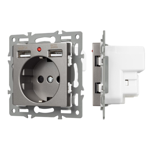 Механизм розетки с USB зарядкой SCT-MUAA-PL-GR (250V, 16A) Arlight 043735 Механизм розетки с USB зарядкой SCT-MUAA-PL-GR (250V, 16A) Arlight 043735