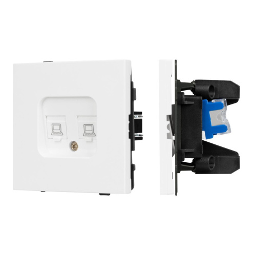 Механизм компьютерной розетки двойной SCT-TENDO-MPC2-PL-WH (RJ-45, CAT6) Arlight 054100 Механизм компьютерной розетки двойной SCT-TENDO-MPC2-PL-WH (RJ-45, CAT6) Arlight 054100