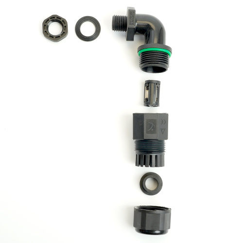 Соединитель-коннектор LD543 3-контактный угловой с винтовым контактом IP68, черный фото 2