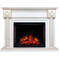Каминокомплект IMPERIA/ПРЕСТИЖ Белый дуб с золотой патиной с очагом Электроочаг EPSILON/ЭПСИЛОН 33