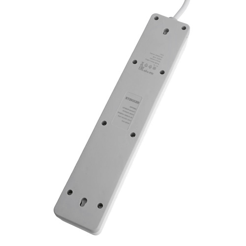 Сетевой фильтр 5-местный с/з STEKKER HM20-51-03 3x1мм2, 3 м, серия Optima, белый фото 3