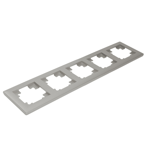 Рамка STEKKER, PFR00-7005-03 5-местная, пластик, серия Катрин, серебро фото 6