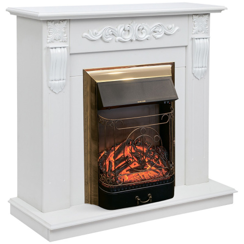 Электрокамин RealFlame Dominica DN белый матовый с очагом Majestic Lux Brass фото 2