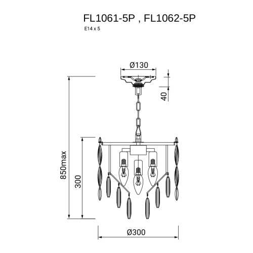 Люстра подвесная The Empress Chrome FL1062-5P фото 4 Люстра подвесная The Empress Chrome FL1062-5P фото 4