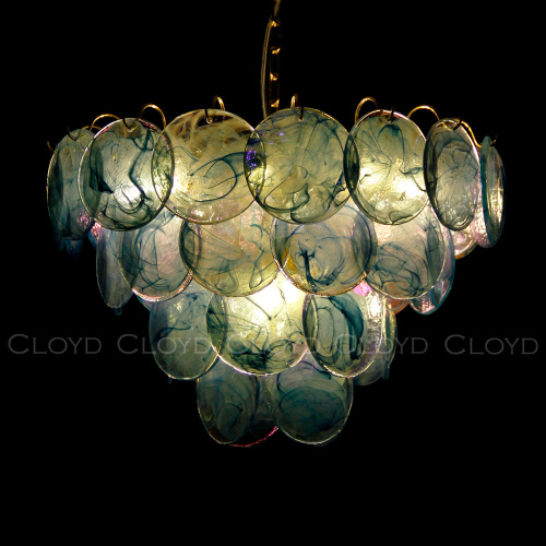 Люстра Cloyd LINZE-B C13 / Ø60 см - латунь - голубое стекло (арт.11675) фото 3