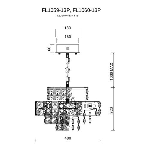 Люстра подвесная Majeste Chrome FL1059-13P фото 2 Люстра подвесная Majeste Chrome FL1059-13P фото 2