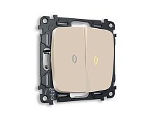 Комплект механизма 2-кл проходного выключателя AMBRELLA VOLT с подсветкой 3200K OMEGA Бежевый матовый QUANT (OP3240, VM120, G22Y) MO324030