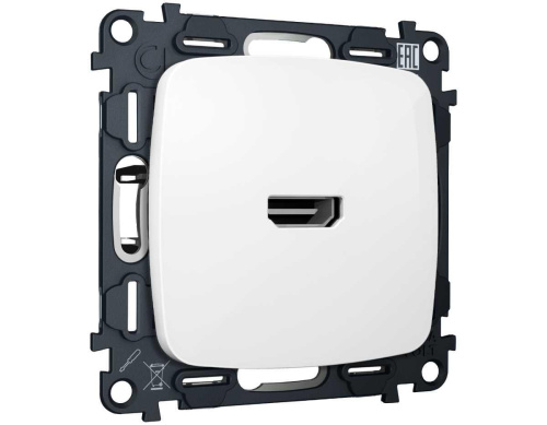 Комплект механизма розетки HDMI 2.0 Ambrella Volt OMEGA Белый глянец 40V/500mA 2.0GHz 5-18Gbit/s QUANT (OP1140, VM222) MO114010