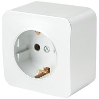 Розетка 1-местная с/з открытой установки, STEKKER, 250В, 16А, IP20, серия София, белый, MST16-11-01