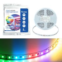 Лента светодиодная 60SMD(5050) RGBW-MIX 5 в 1 20Вт/м 24V 5000*12*1.44 мм RGB+2300К+6500K, IP20, LS508 FERON