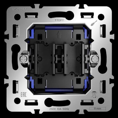 Механизм выключателя двухклавишного 10А, S70 Voltum VLS0201M Механизм выключателя двухклавишного 10А, S70 Voltum VLS0201M