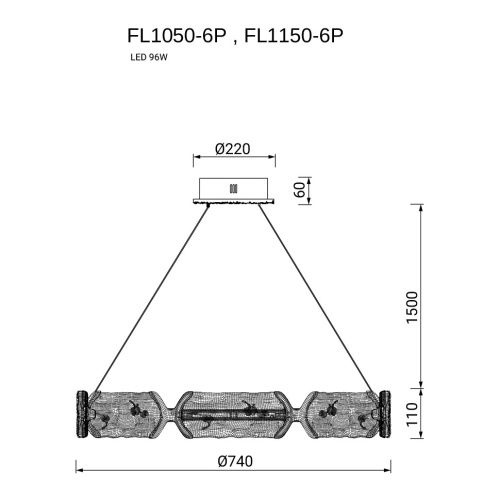 Люстра подвесная Epico Gold FL1050-6P фото 9 Люстра подвесная Epico Gold FL1050-6P фото 9