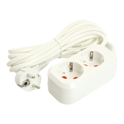 Удлинитель двухместный с/з  STEKKER HM06-21-03 3x1мм2, 3м, серия Home (У10-001), белый фото 6