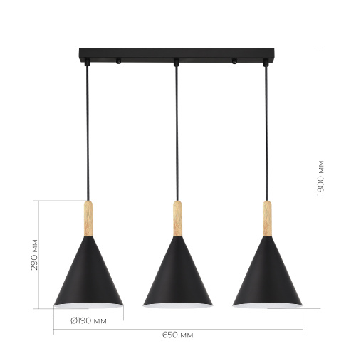 SLE1255-403-03 Светильник подвесной Черный/Черный E27 3*40W ARKET фото 2