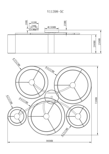 Светильник потолочный Moderli V11398-5C Massa фото 2