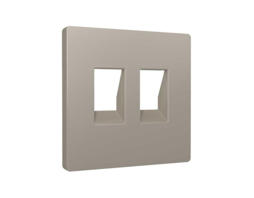 Лицевая панель для компьютерной/телефонной двойной розетки, серо-бежевый Ambrella Volt AP3721