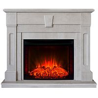Каминокомплект KELLIE/БРИСТОЛЬ Белый камень с очагом Электроочаг EVRIKA 25.5