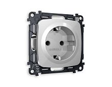 Комплект механизма электрической розетки AMBRELLA VOLT OMEGA Серебро глянец с/з с шторками QUANT (OP4070, VM141) MO407010