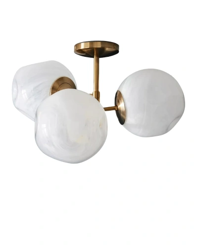 Золотистый светильник "Клауд" с плафонами с облачным узором