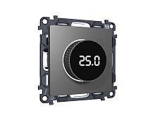 Комплект механизма терморегулятора с цифровым дисплеем с подсветкой и датчиком для теплого пола ALFA Антрацит серый QUANT (AP6558, VM1385) MA655810