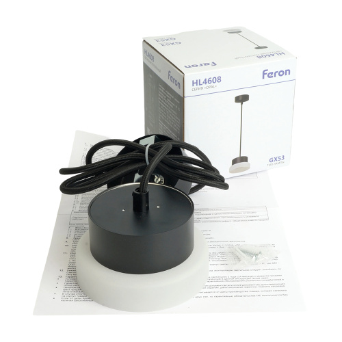 Светильник потолочный Feron Barrel HL4608 OPAL levitation 12W, 230V, GX53, черный, на подвесе 1,7 м фото 5