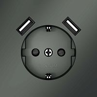 Розетка встраиваемая Voltum S70 с заземлением и защитными шторками, 16А, с USB, A+A, (титан) VLS040406