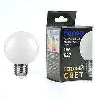 Лампа светодиодная Feron LB-37 Шарик матовый E27 1W 230V 2700K