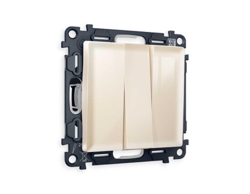 Комплект механизма 3-кл выключателя AMBRELLA VOLT ALFA Бежевый глянец QUANT (AP3050, VM133) MA305010