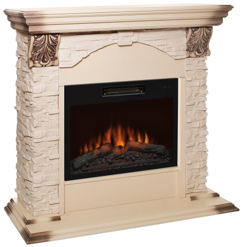 Каминокомплект DUBLIN LUX/ДУБЛИН ЛЮКС Бежевый дуб с серой патиной с очагом Электроочаг KENDAL/КЕНДАЛ 24 фото 2